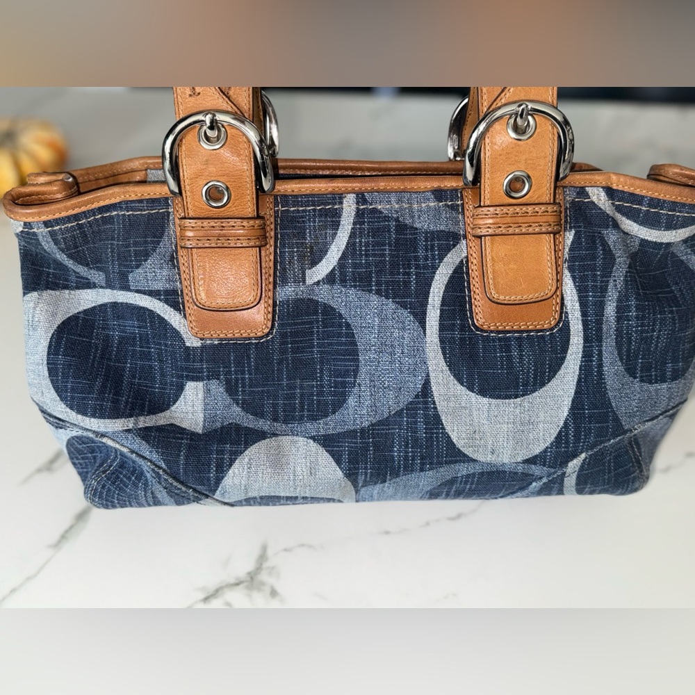 Coach Denim Signature Mini Tote Shoulder Bag #F12195 Rare Vintage - Picture 7 of 17